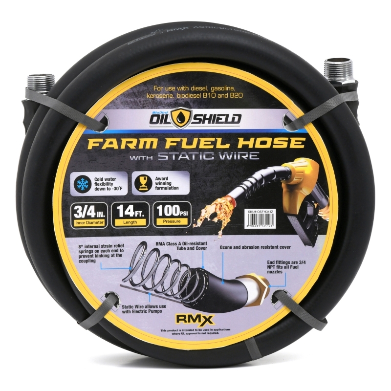 BluBird OilShield Rubber Farm Fuel Hose Assembly 3/4-inch JFM Golf