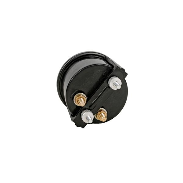 Angled rear view of the 48-volt meter with electrical terminals and mounting strap.