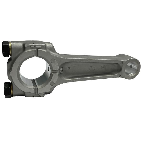 Side view of a Club Car connecting rod showing its large and small end openings.