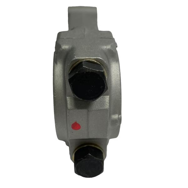 End view of the Club Car connecting rod with two black fasteners visible.