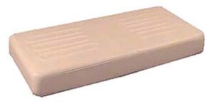 Buff ribbed seat-bottom cushion with rounded corners, viewed from above.