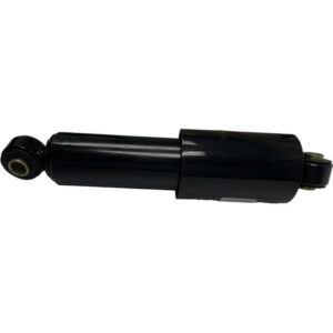Black Club Car DS front shock absorber shown horizontally with eyelet and clevis mounts.