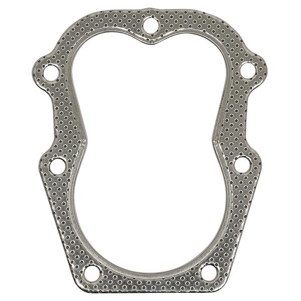 Club Car head gasket, metallic contoured gasket with a large opening and multiple perimeter bolt holes.