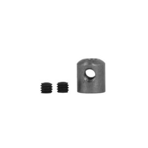 Cable clamp kit showing the metal clamp and two set screws.