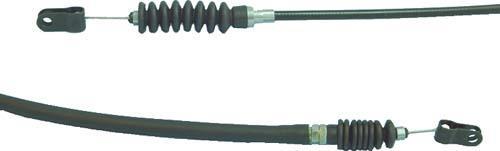 Yamaha gas accelerator cable laid out in two curves, with metal end fittings and protective bellows.