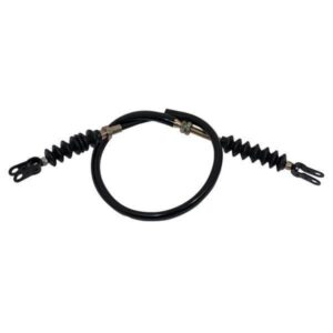 Yamaha throttle cable coiled with fittings and rubber boots at both ends.