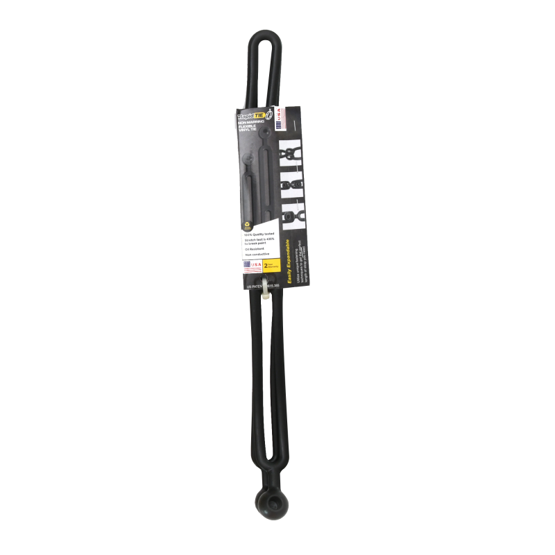 Rapid Tie 16" Non Marring Adjustable Extendable Strap, Patented, Made in USA - 2 Pack, Black JFM Golf