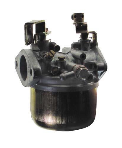 Angled view of the aftermarket carburetor for 1988 EZGO carts, showing the intake flange, upper mounting brackets, and lower metal bowl