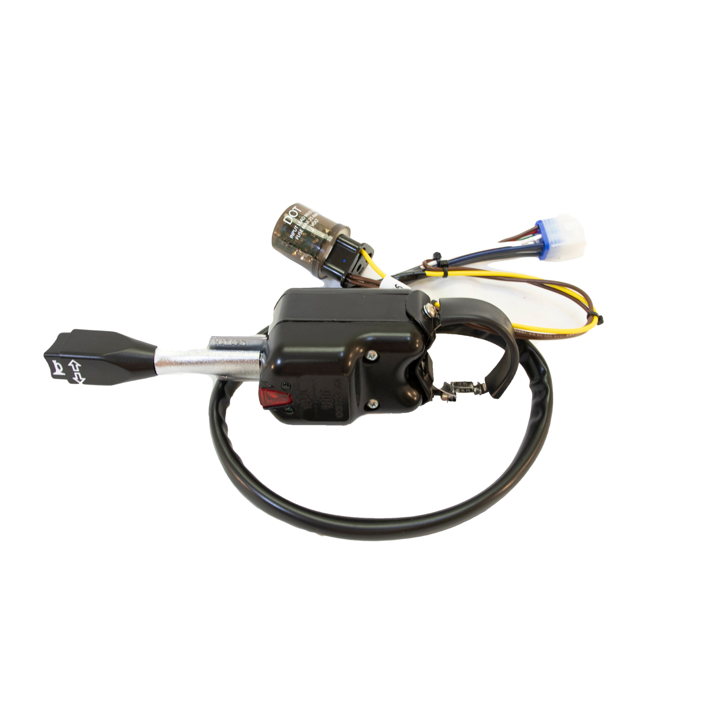 Club Car Carryall turn signal switch assembly with flasher, wiring harness, and connector.