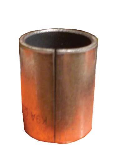 Split bronze-colored cylindrical bushing for an EZGO TXT forward-reverse selector bracket, shown upright.
