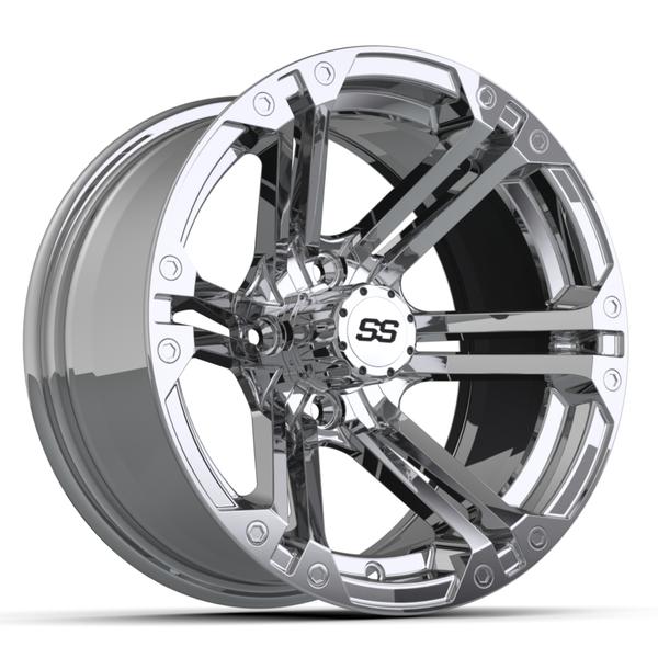 14x7 GTW Specter chrome wheel shown from a front three-quarter angle.