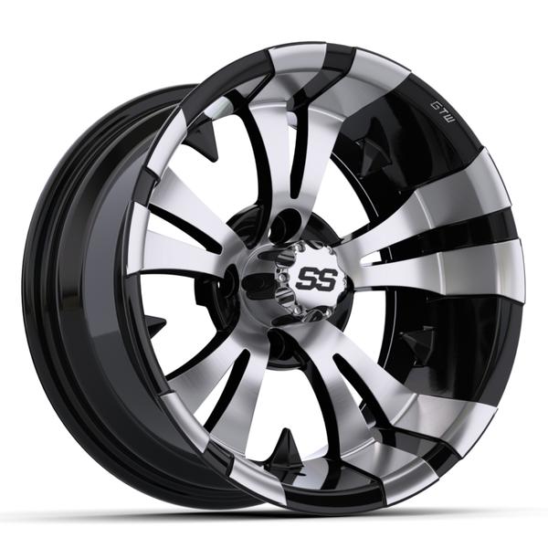 Black GTW Vampire 14x7 wheel with machined face accents shown at an angle against white.