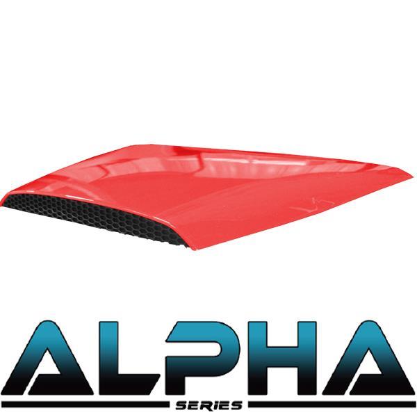 Red Alpha hood scoop shown from above.
