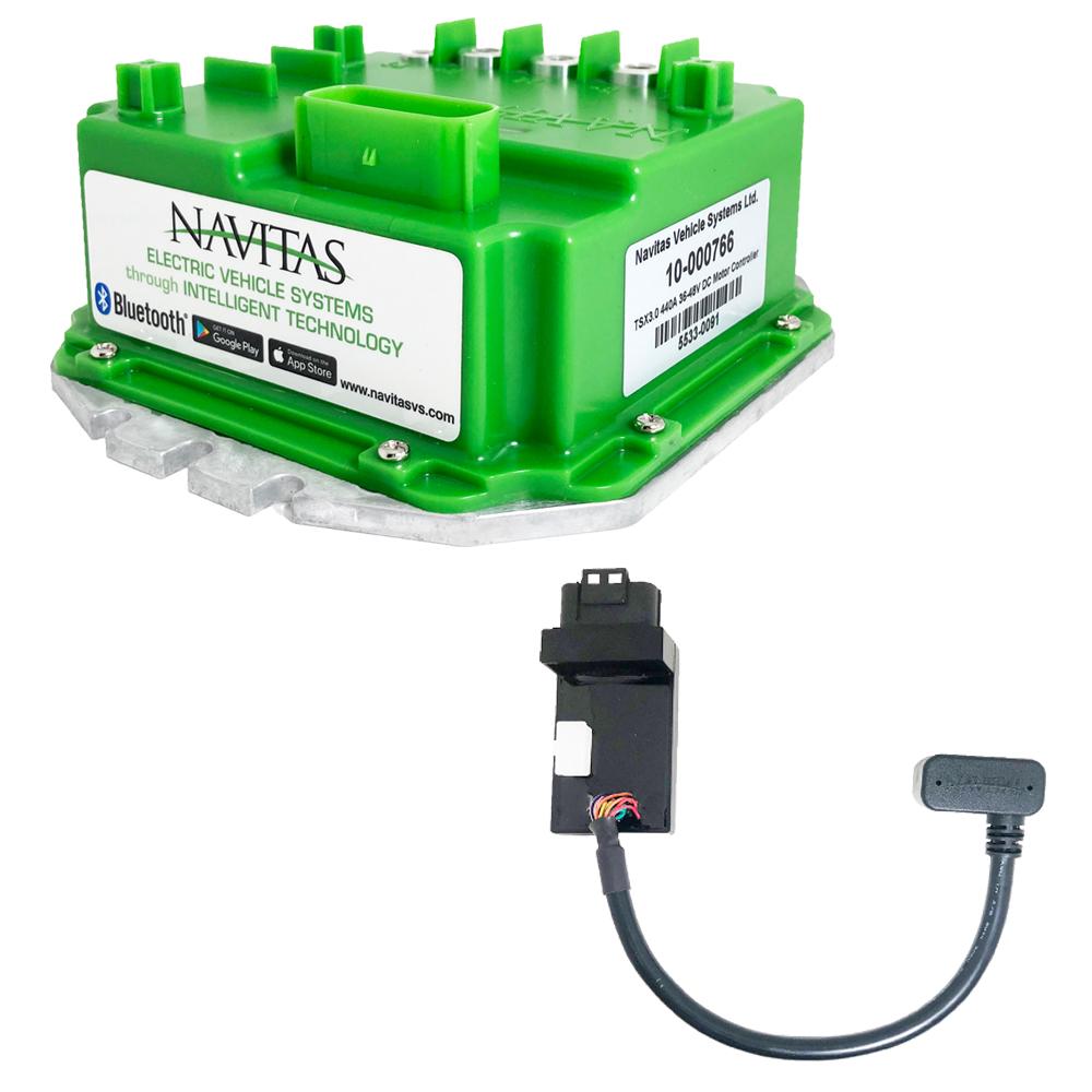 Navitas 600-amp controller shown with its Yamaha harness and connector.