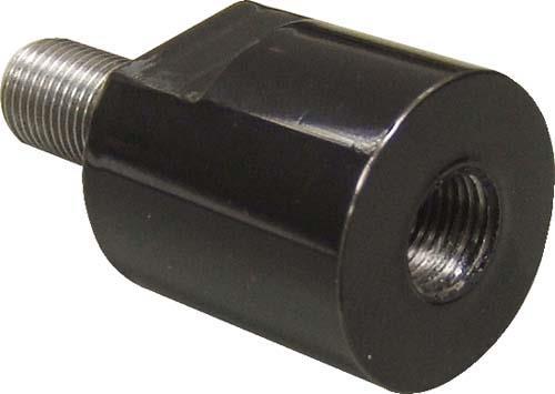 Black 1-3/8-inch steel lug spacer with a threaded stud, shown from the side.