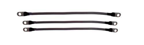 Three black 6-gauge battery cables with ring terminals, shown side by side.
